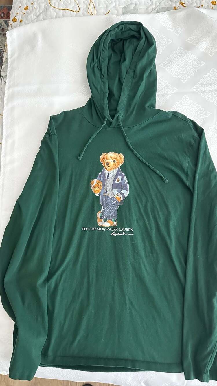 Polo Ralph Lauren Polo Bear Hoodie Size L Green Long-Sleeve Tee